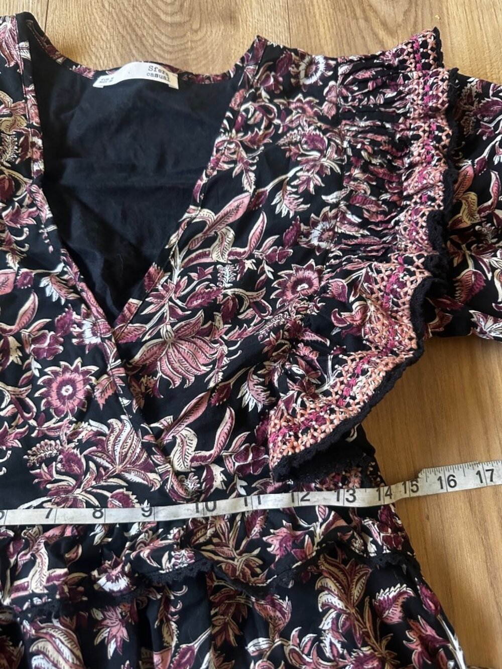 SFera Dainty Floral Midi Dress Womens Medium Embroidered Ruffles Feminine Modest - Picture 8 of 16